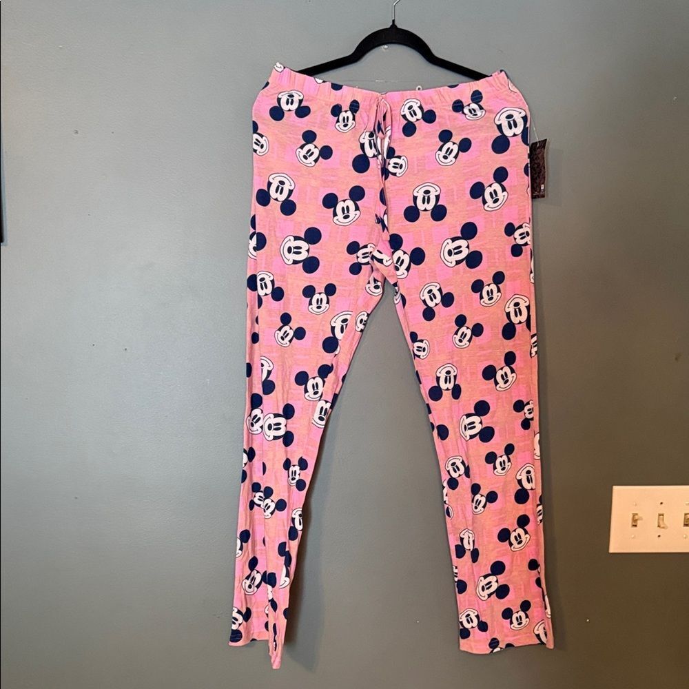 Pink Mickey Mouse Print pajama pants